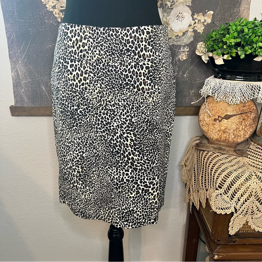 Express Design Studio Cheetah Leopard Print Stretch‎ Pencil Knee Length Skirt 2